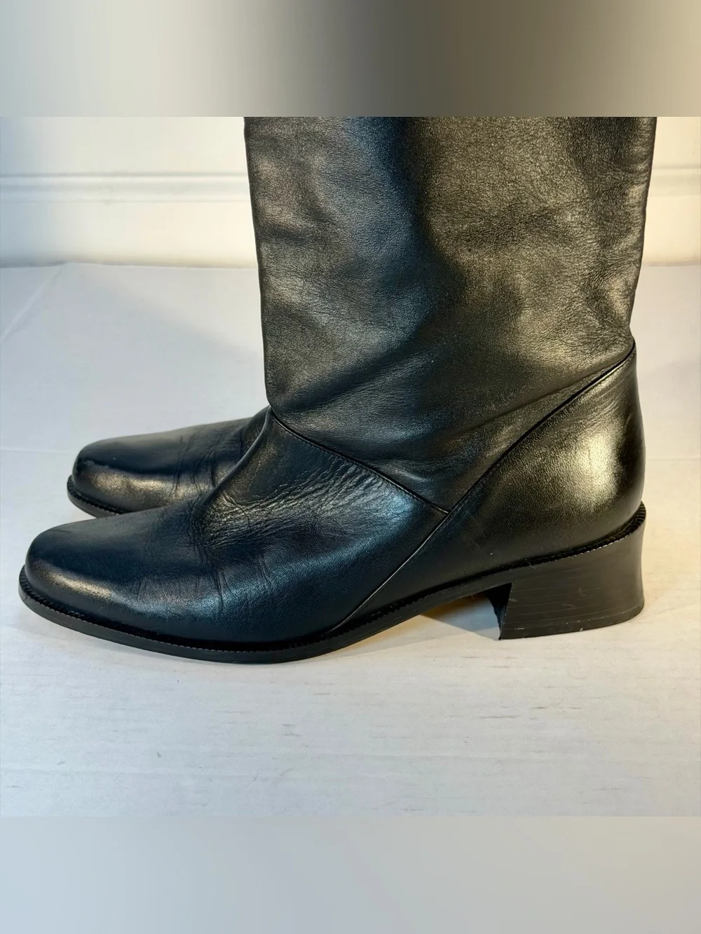 Laura Scott Sabine Vintage Classic Black Leather Calf High Women's Boots